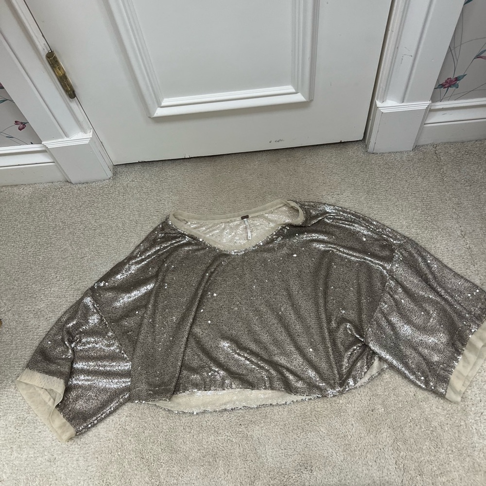 Free people gold sequin crop top